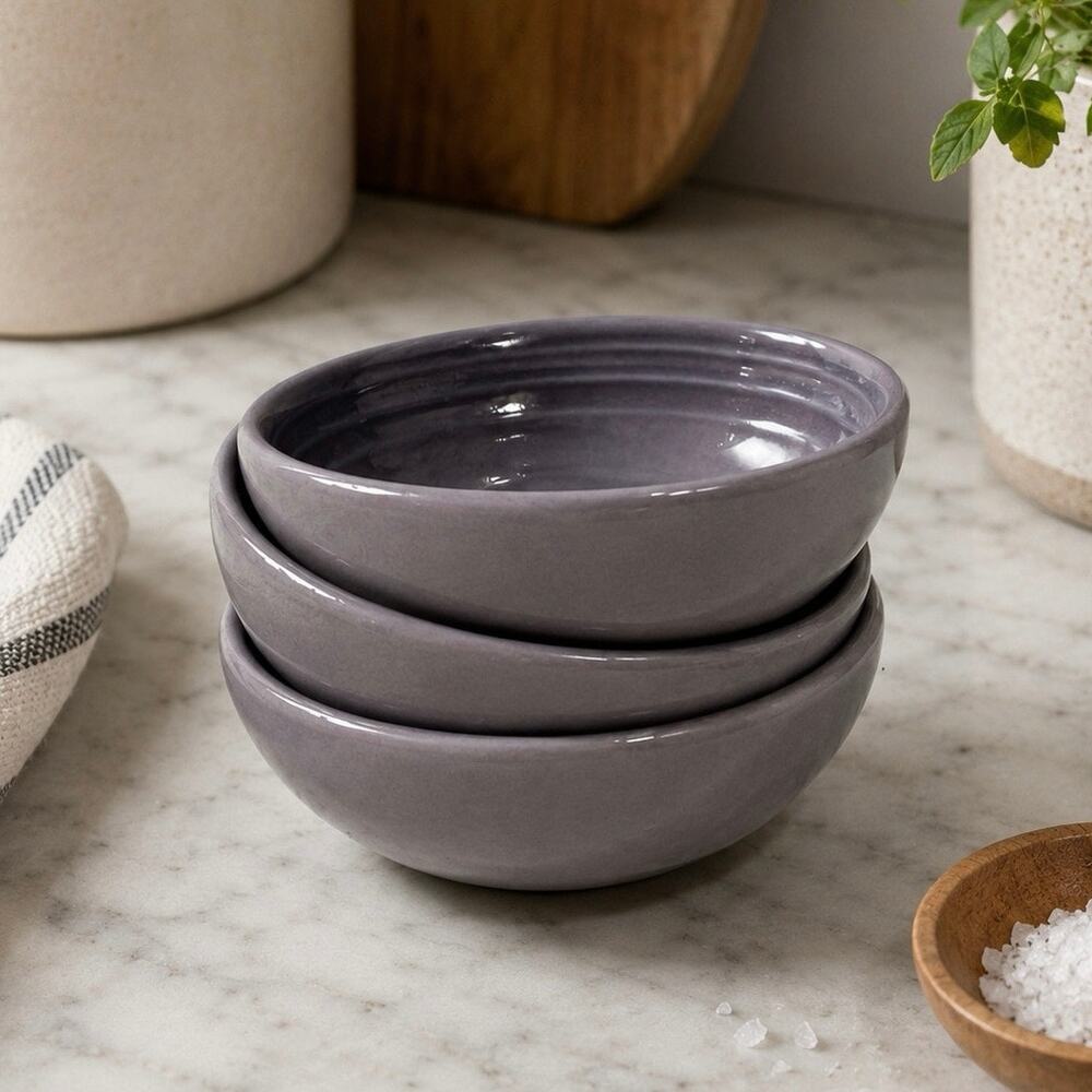 Rare! Le Creuset Bluebell Purple Pinch Bowls Set of 3 Retired Color!